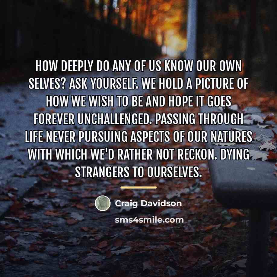 “How deeply do any of us know our own selves?…” quote by Craig Davidson