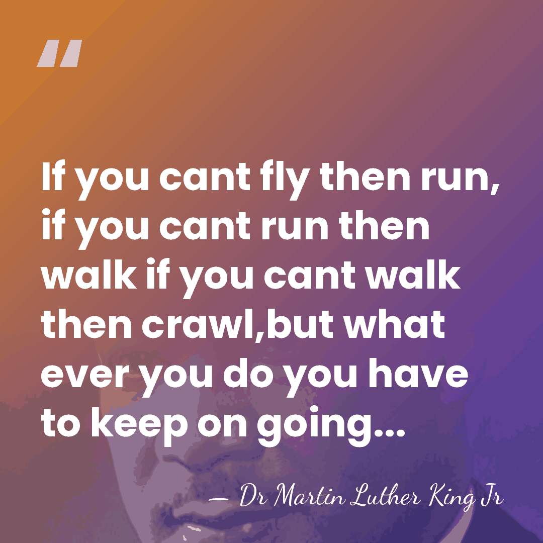 If you cant fly then run, if you cant run then walk&hellip; - Dr Martin Luther King Jr