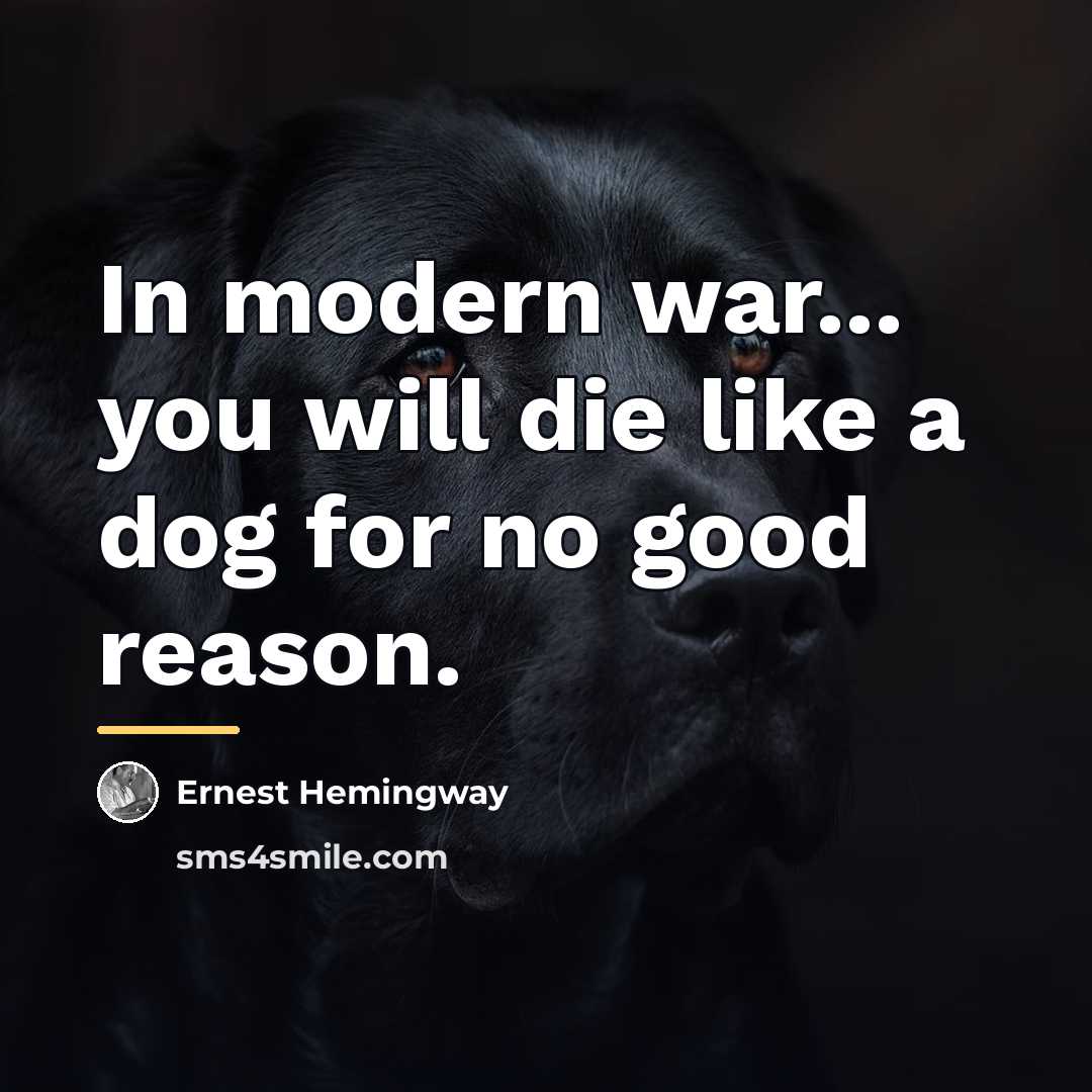 “In modern war... you will die like a dog for…” quote by Ernest Hemingway