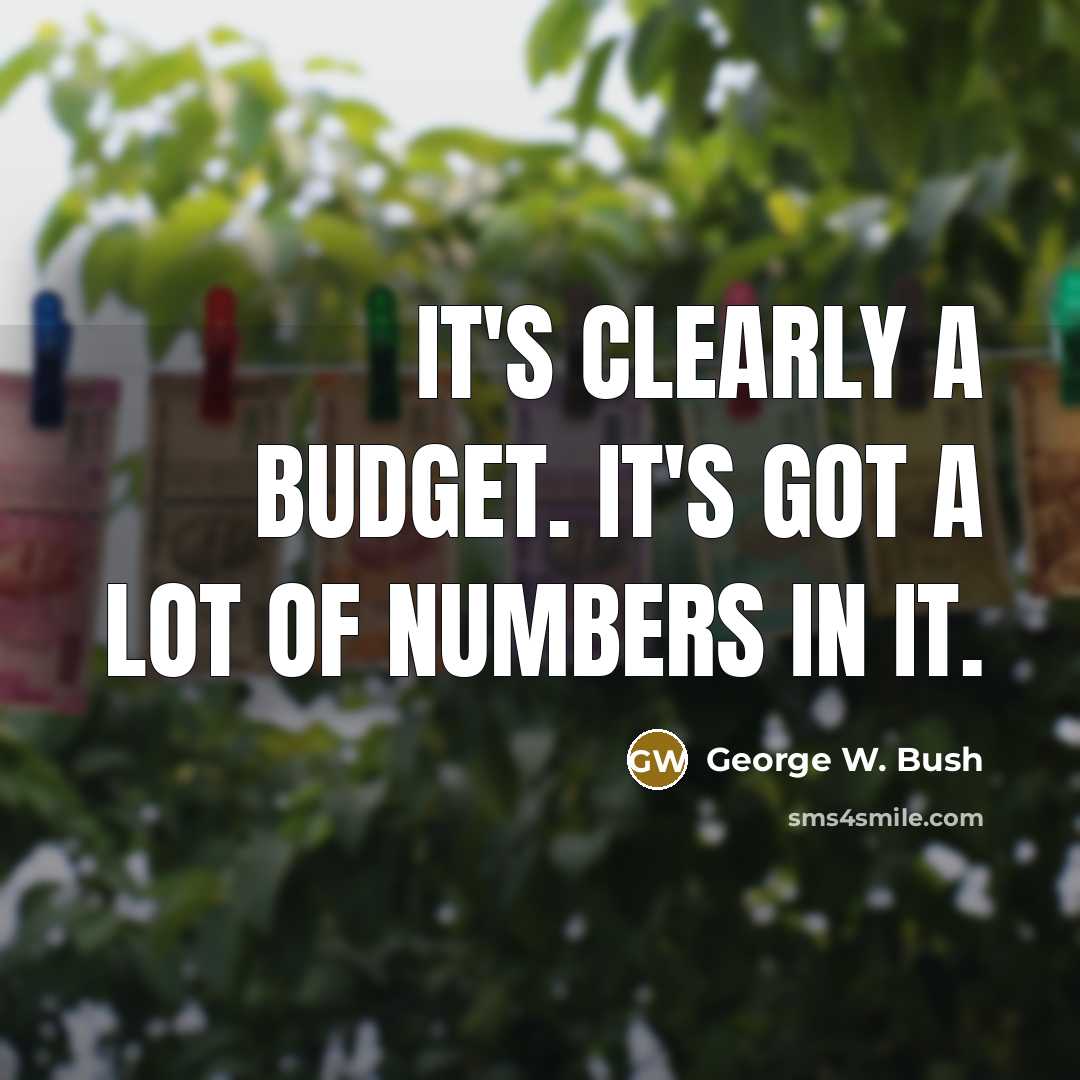 “It's clearly a budget. It's got a lot of numbers…” quote by George W. Bush