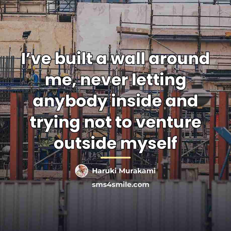 “I’ve built a wall around me, never letting anybody inside…” quote by Haruki Murakami