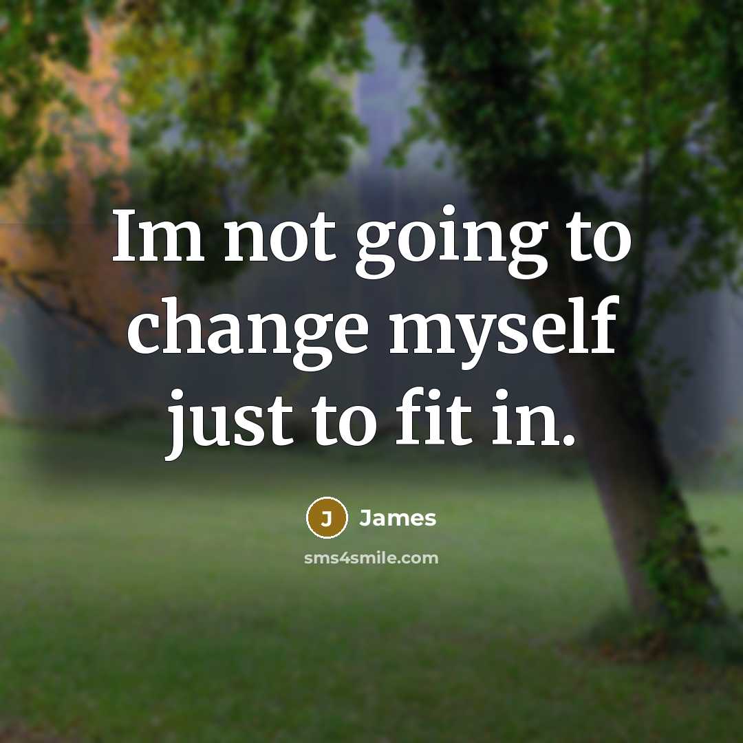 “Im not going to change myself just to fit in.…” quote by James