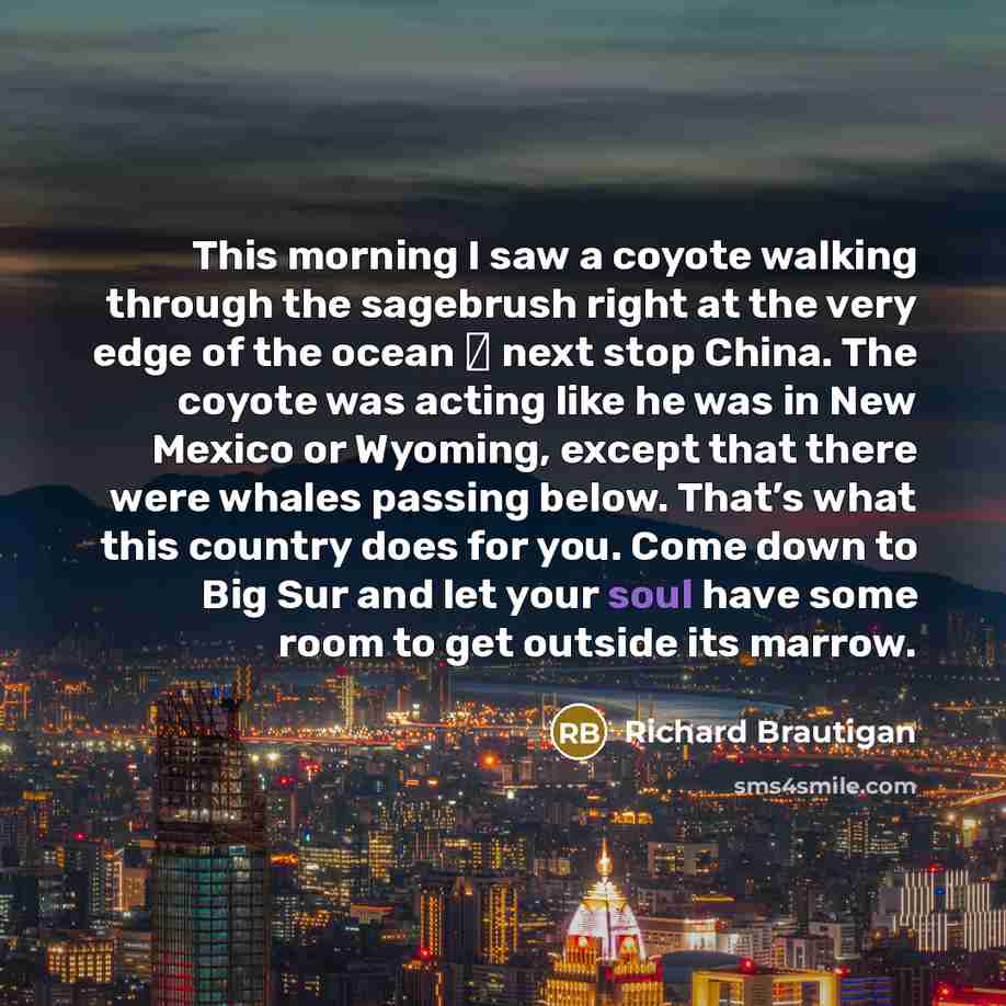 “This morning I saw a coyote walking through the sagebrush…” quote by Richard Brautigan