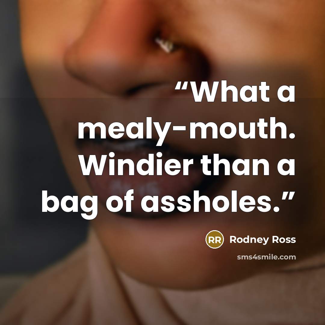 “What a mealy-mouth. Windier than a bag of assholes.” quote by Rodney Ross