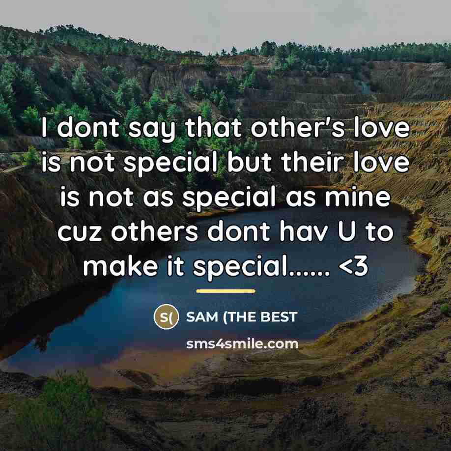 “I dont say that other's love is not special but…” quote by SAM (THE BEST