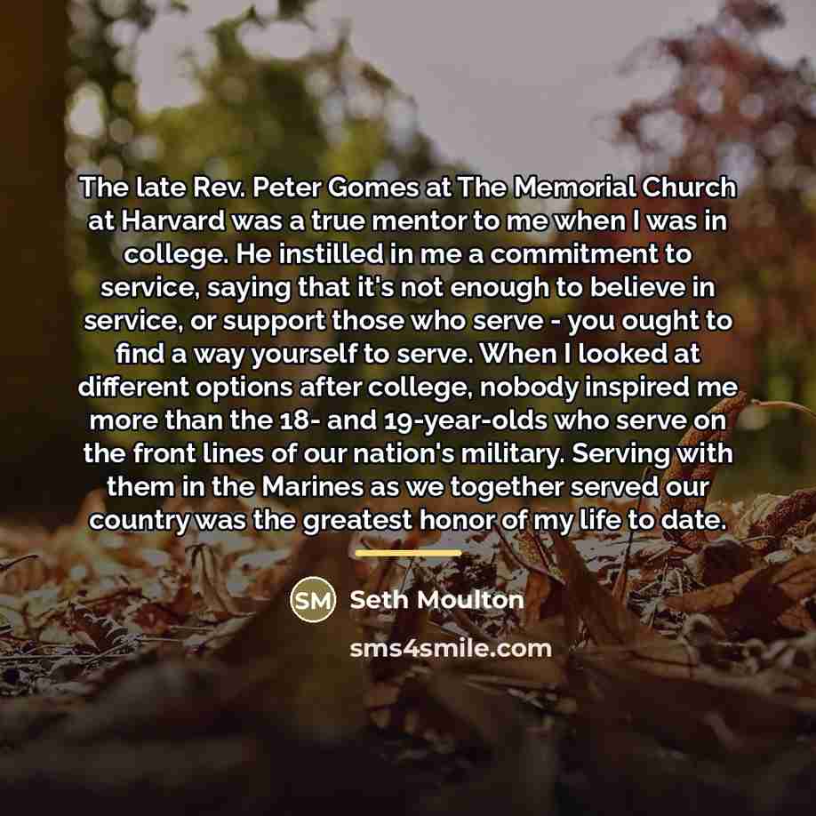 “The late Rev. Peter Gomes at The Memorial Church at…” quote by Seth Moulton