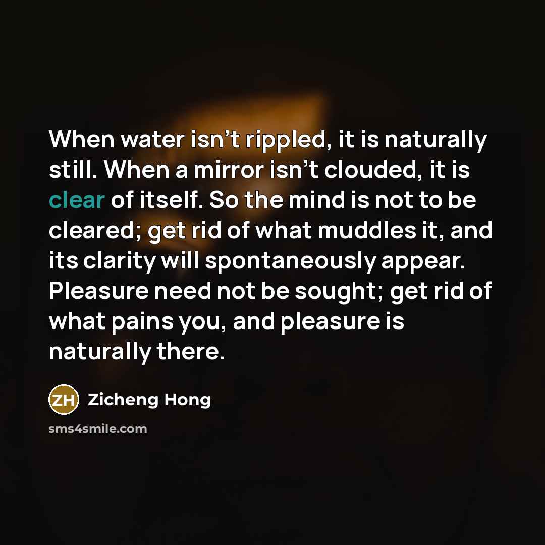 “When water isn't rippled, it is naturally still. When a…” quote by Zicheng Hong