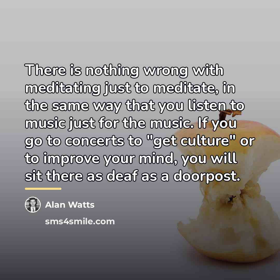 “There is nothing wrong with meditating just to meditate, in…” quote by Alan Watts
