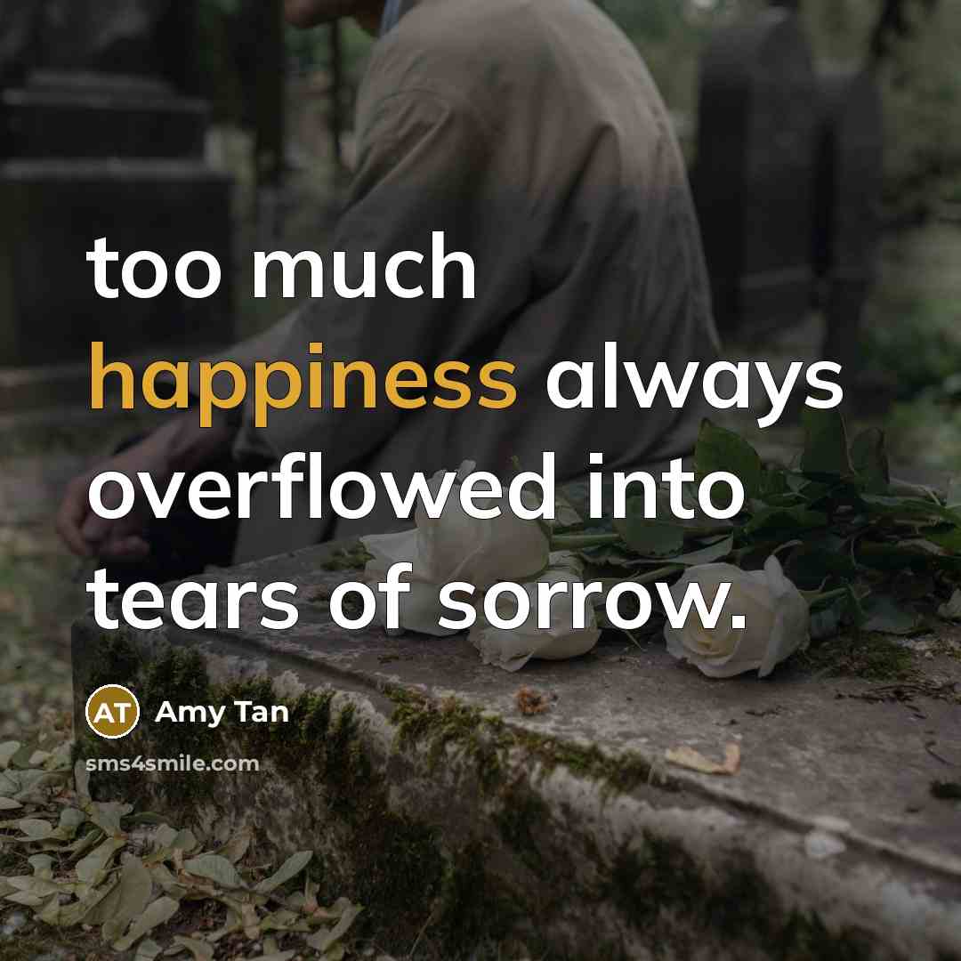 “too much happiness always overflowed into tears of sorrow.…” quote by Amy Tan