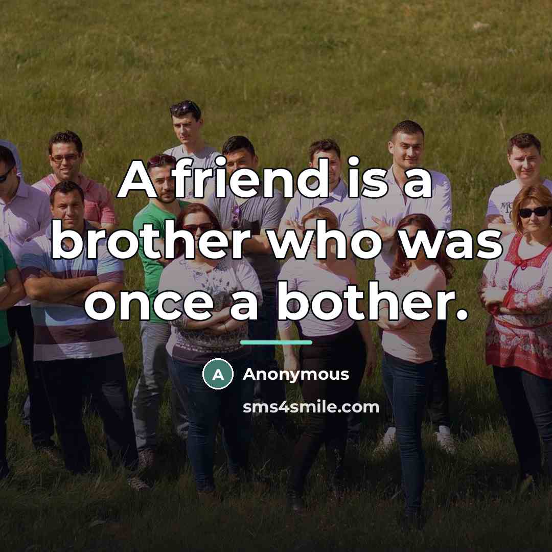 “A friend is a brother who was once a bother.…” quote by Anonymous