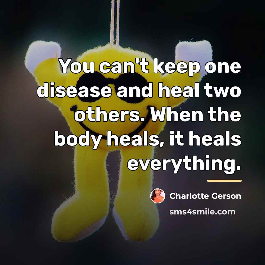 “You can't keep one disease and heal two others. When…” quote by Charlotte Gerson