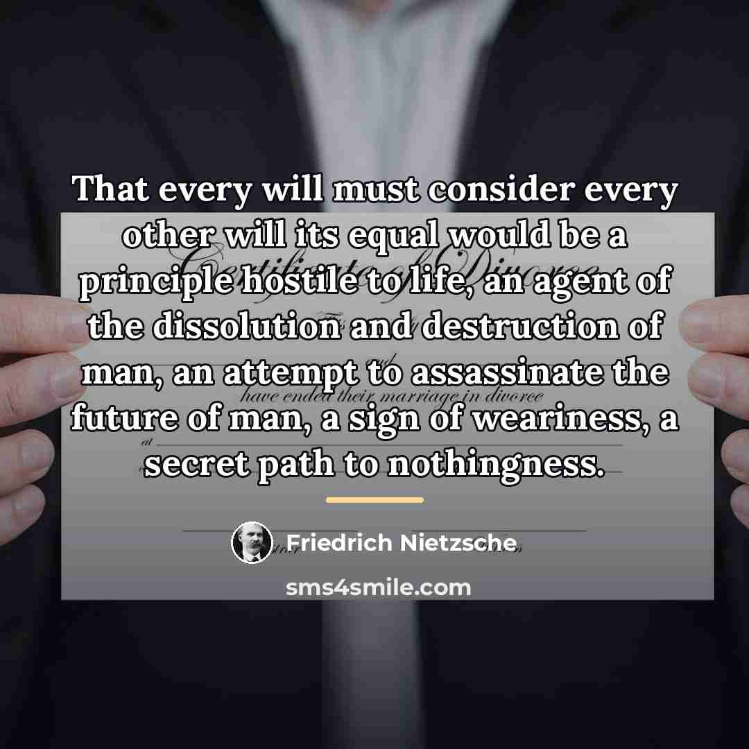 “That every will must consider every other will its equal…” quote by Friedrich Nietzsche