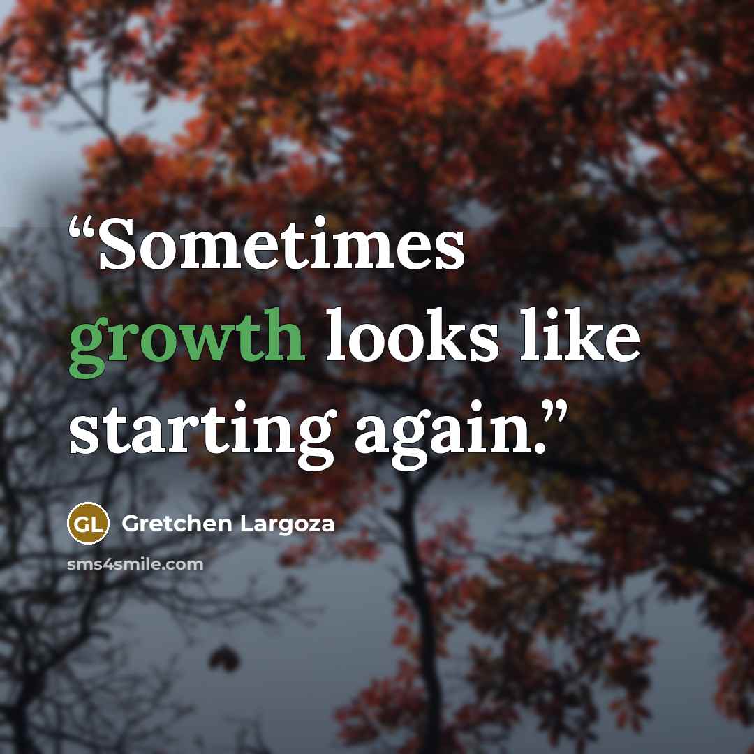 “Sometimes growth looks like starting again.” quote by Gretchen Largoza