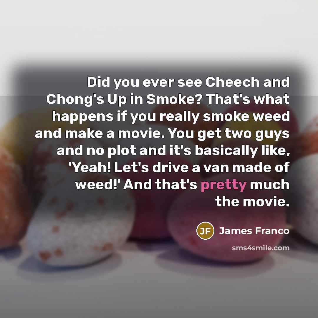 “Did you ever see Cheech and Chong's Up in Smoke?…” quote by James Franco