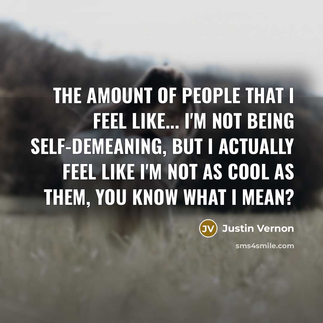 “The amount of people that I feel like... I'm not…” quote by Justin Vernon