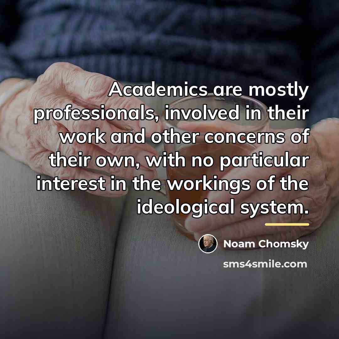 “Academics are mostly professionals, involved in their work and other…” quote by Noam Chomsky