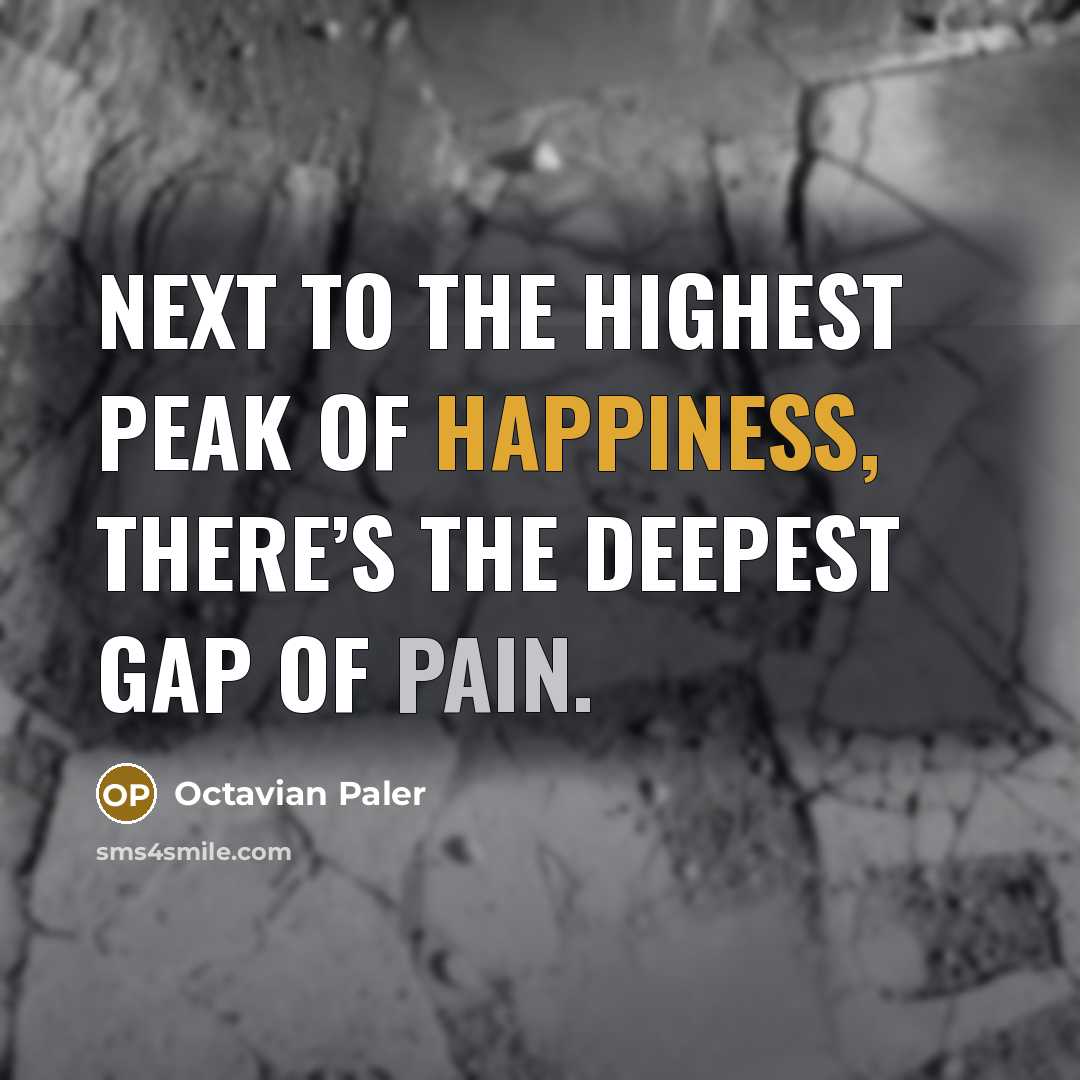 “Next to the highest peak of happiness, there’s the deepest…” quote by Octavian Paler