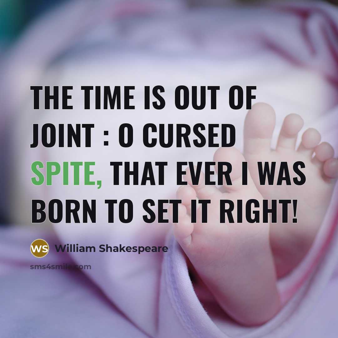 “The time is out of joint : O cursed spite,…” quote by William Shakespeare