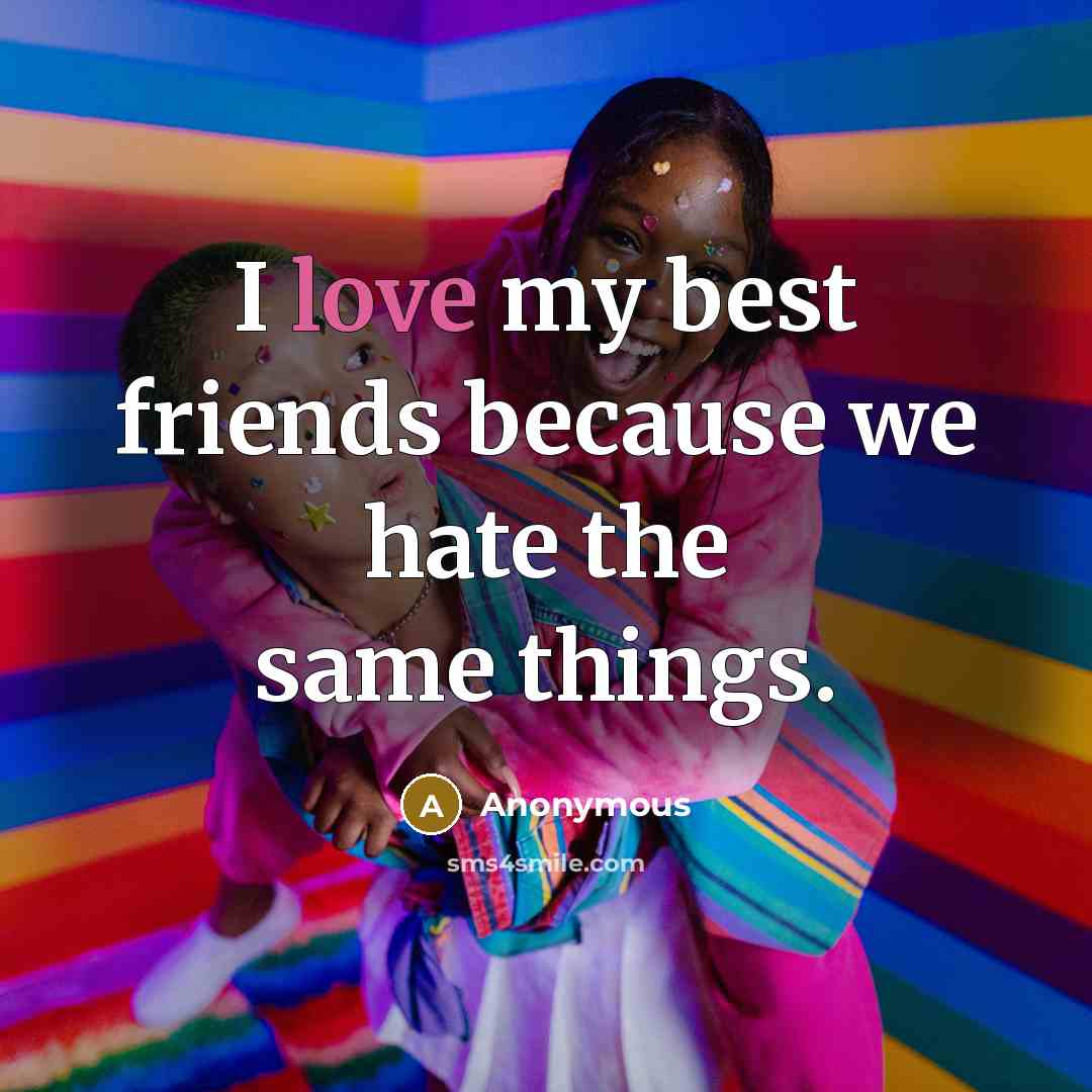 “I love my best friends because we hate the same…” quote by Anonymous