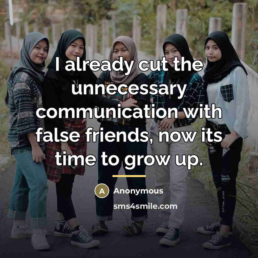 “I already cut the unnecessary communication with false friends, now…” quote by Anonymous