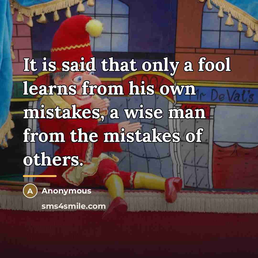 “It is said that only a fool learns from his…” quote by Anonymous