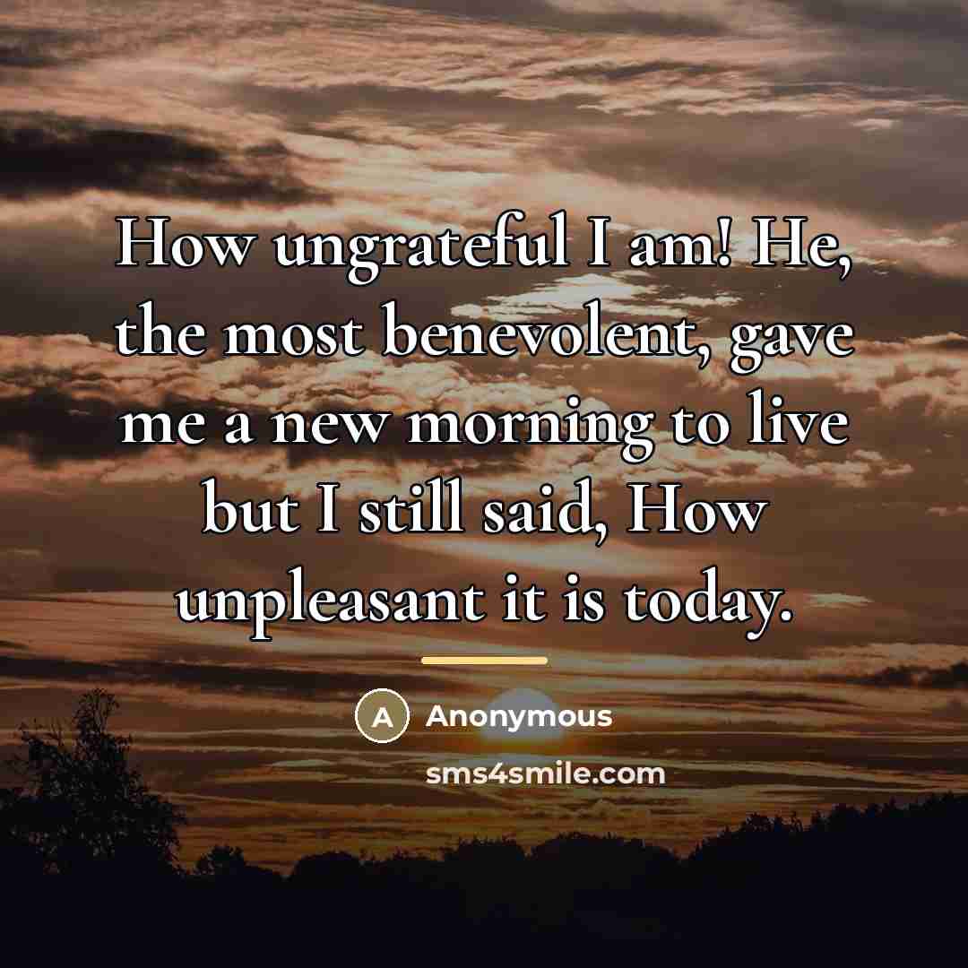 “How ungrateful I am! He, the most benevolent, gave me…” quote by Anonymous