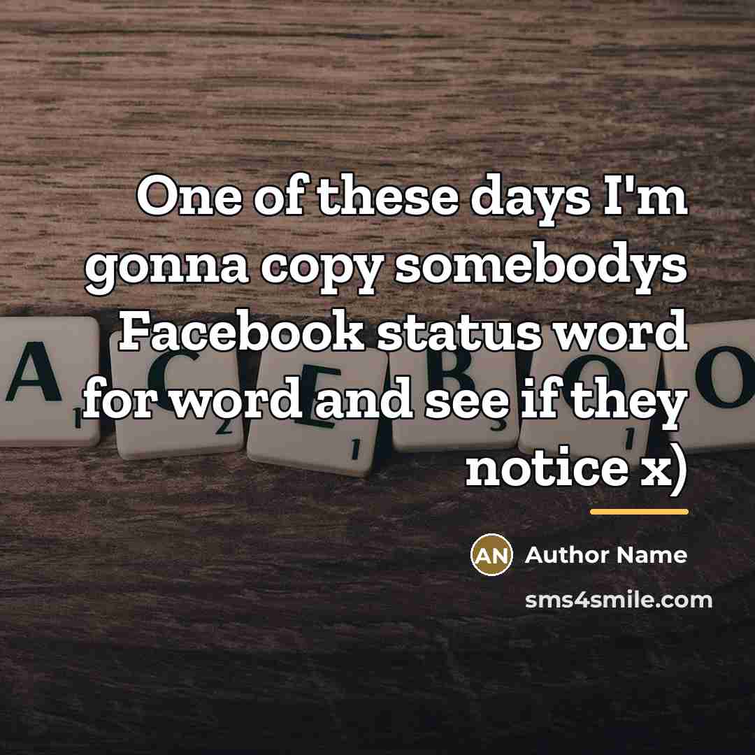 “One of these days I'm gonna copy somebodys Facebook status…” quote by Author Name