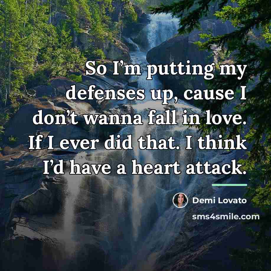 “So I’m putting my defenses up, cause I don’t wanna…” quote by Demi Lovato