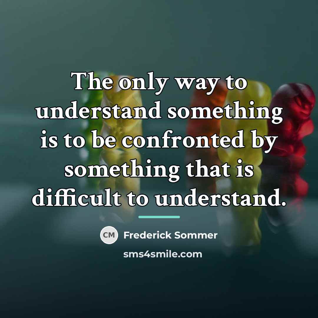 “The only way to understand something is to be confronted…” quote by Frederick Sommer