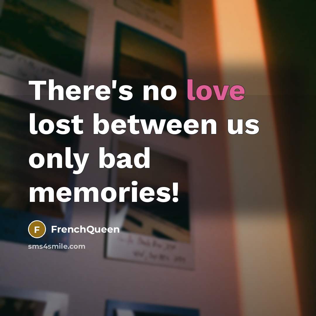 “There's no love lost between us only bad memories!…” quote by Frenchqueen