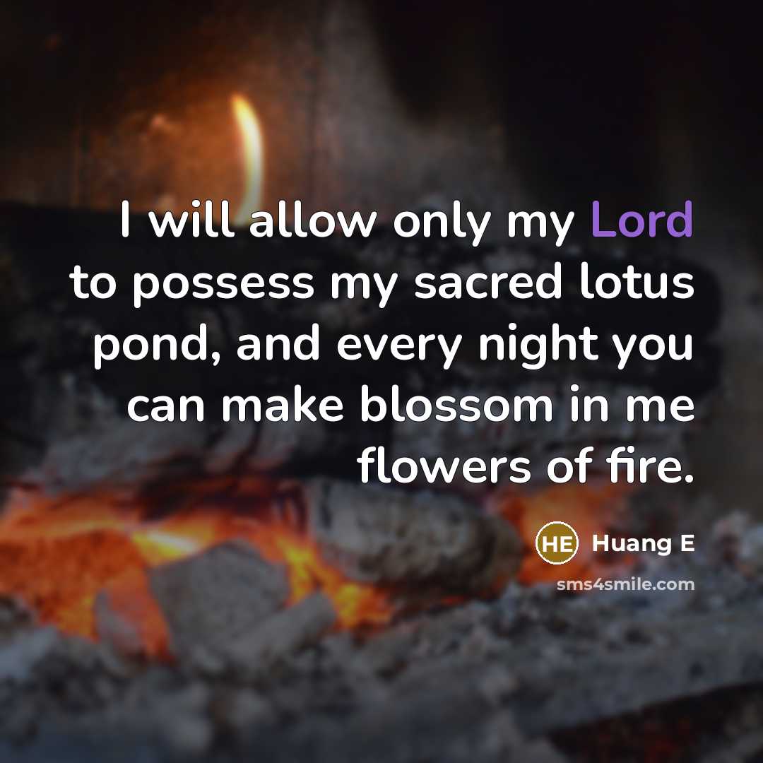“I will allow only my Lord to possess my sacred…” quote by Huang E