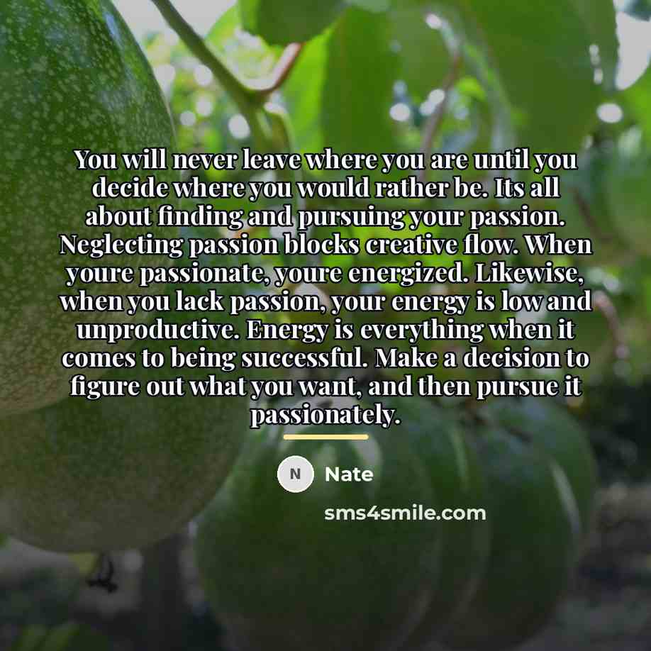“You will never leave where you are until you decide…” quote by Nate