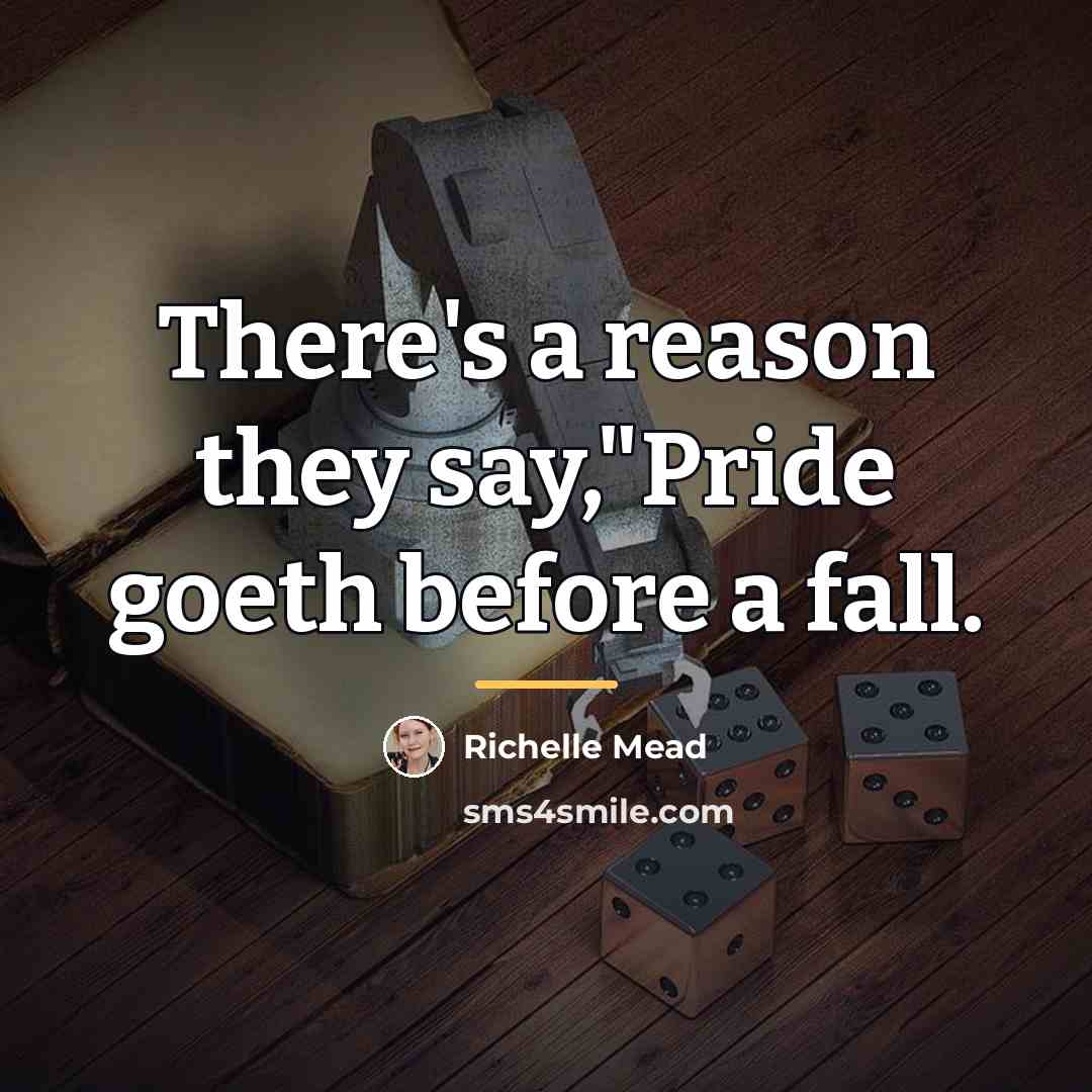 “There's a reason they say,"Pride goeth before a fall.…” quote by Richelle Mead
