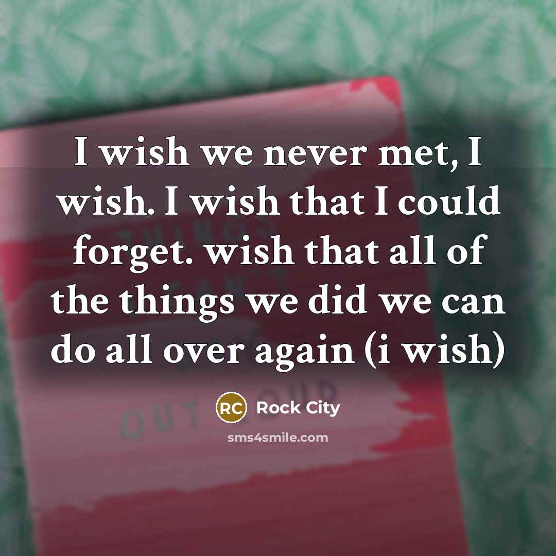“I wish we never met, I wish. I wish that…” quote by Rock City