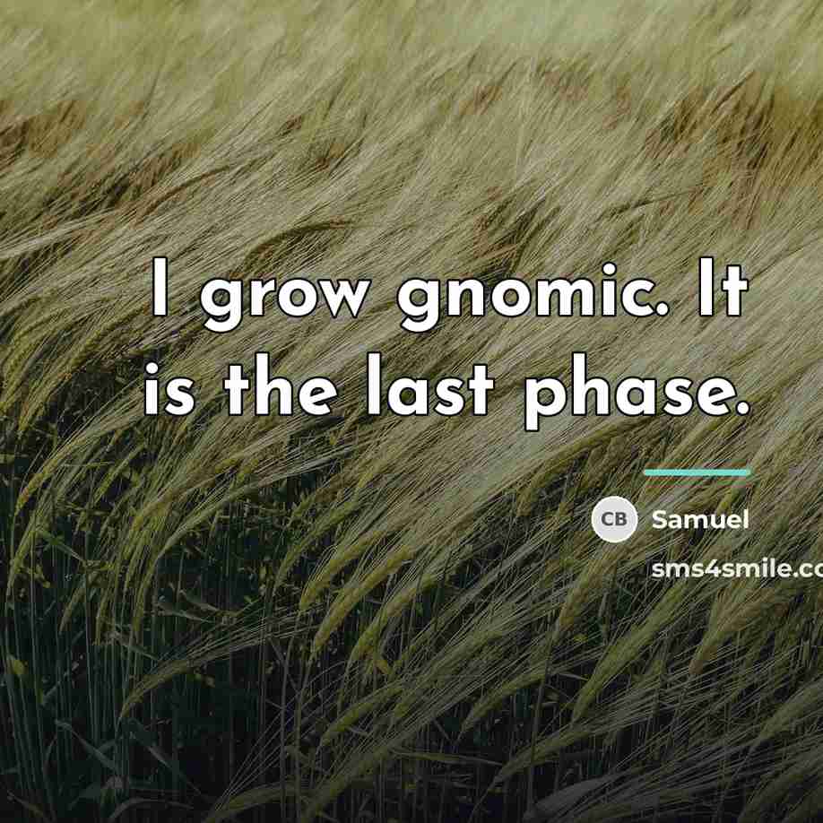 “I grow gnomic. It is the last phase.…” quote by Samuel