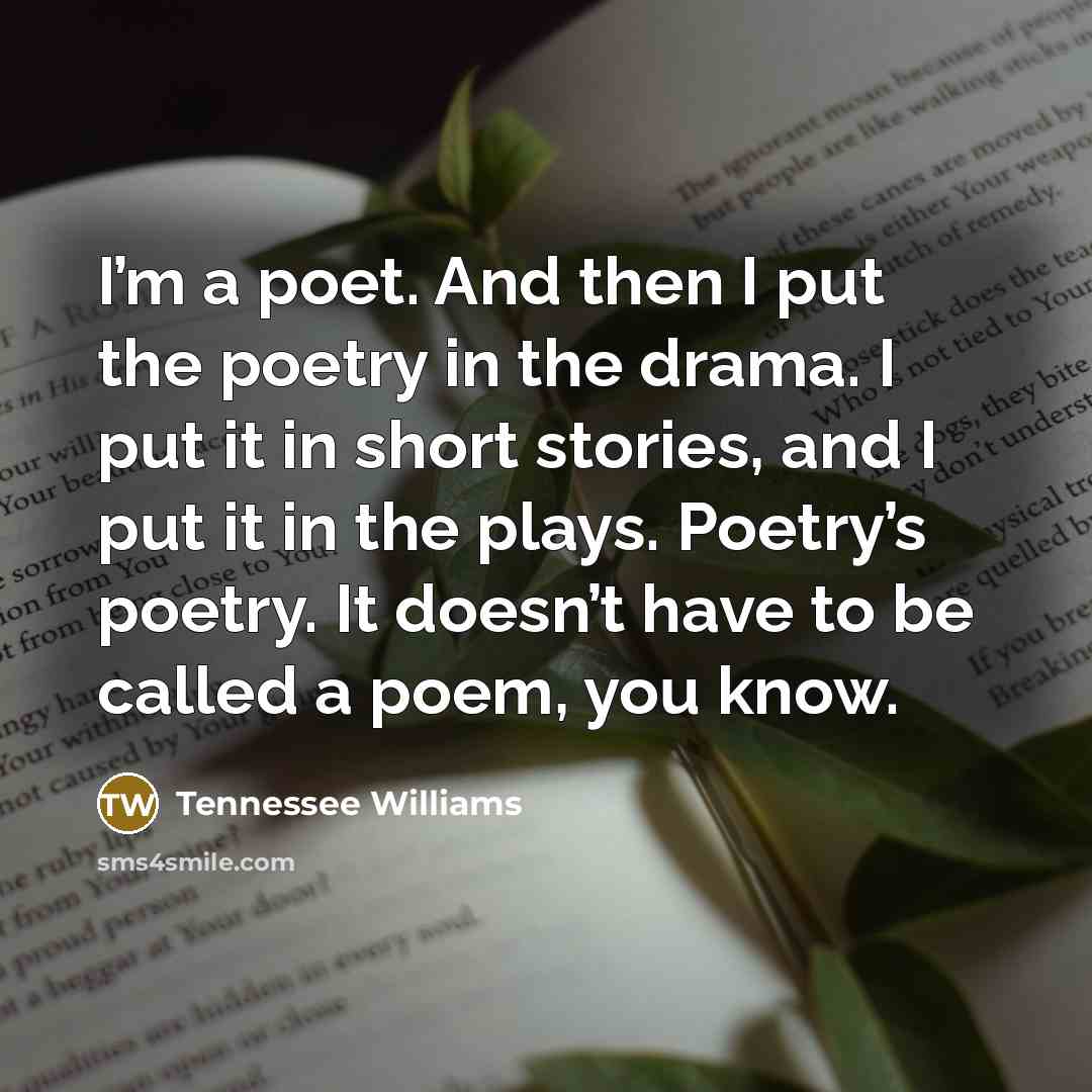 “I’m a poet. And then I put the poetry in…” quote by Tennessee Williams
