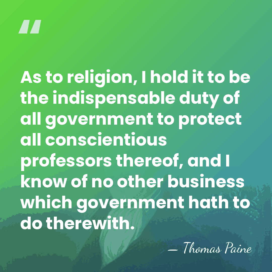 As to religion, I hold it to be the indispensable duty of&hellip; - Thomas Paine