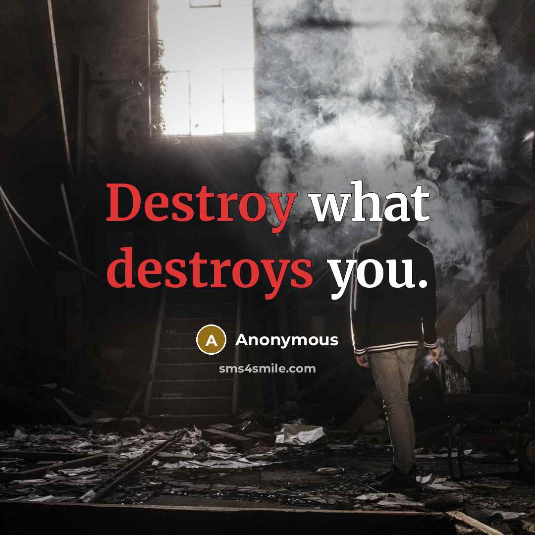 “Destroy what destroys you.” quote by Anonymous