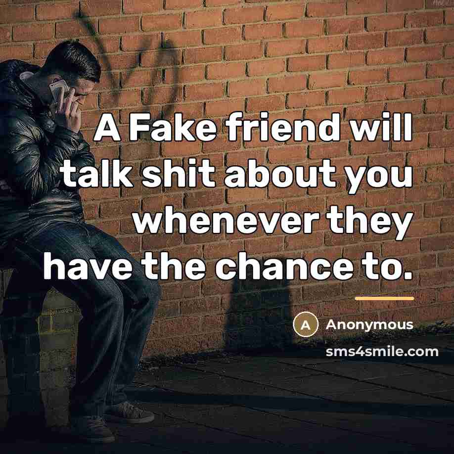 “A Fake friend will talk shit about you whenever they…” quote by Anonymous