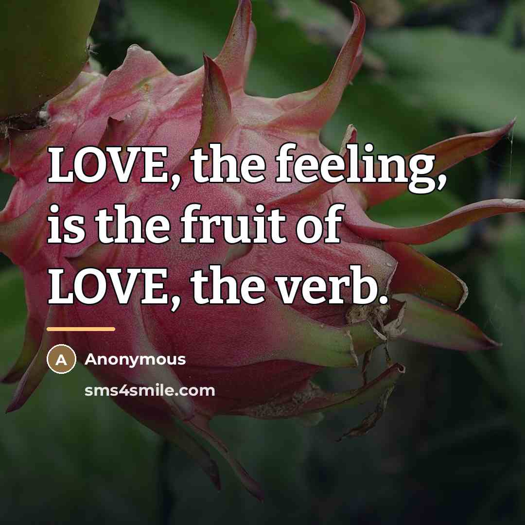 “LOVE, the feeling, is the fruit of LOVE, the verb.…” quote by Anonymous