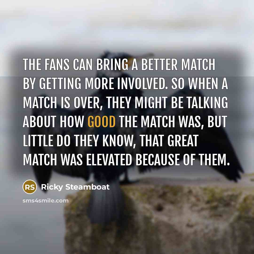 “The fans can bring a better match by getting more…” quote by Ricky Steamboat