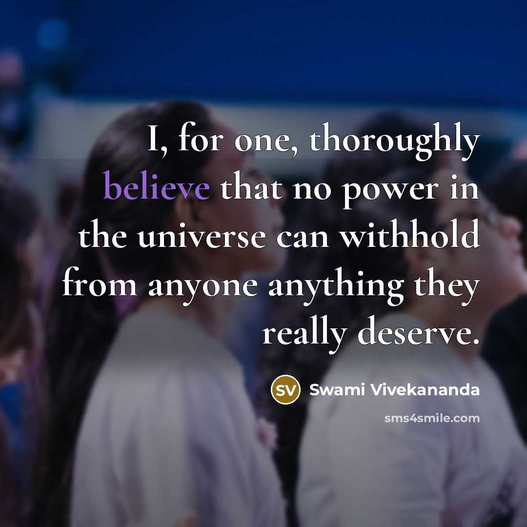 “I, for one, thoroughly believe that no power in the…” quote by Swami Vivekananda