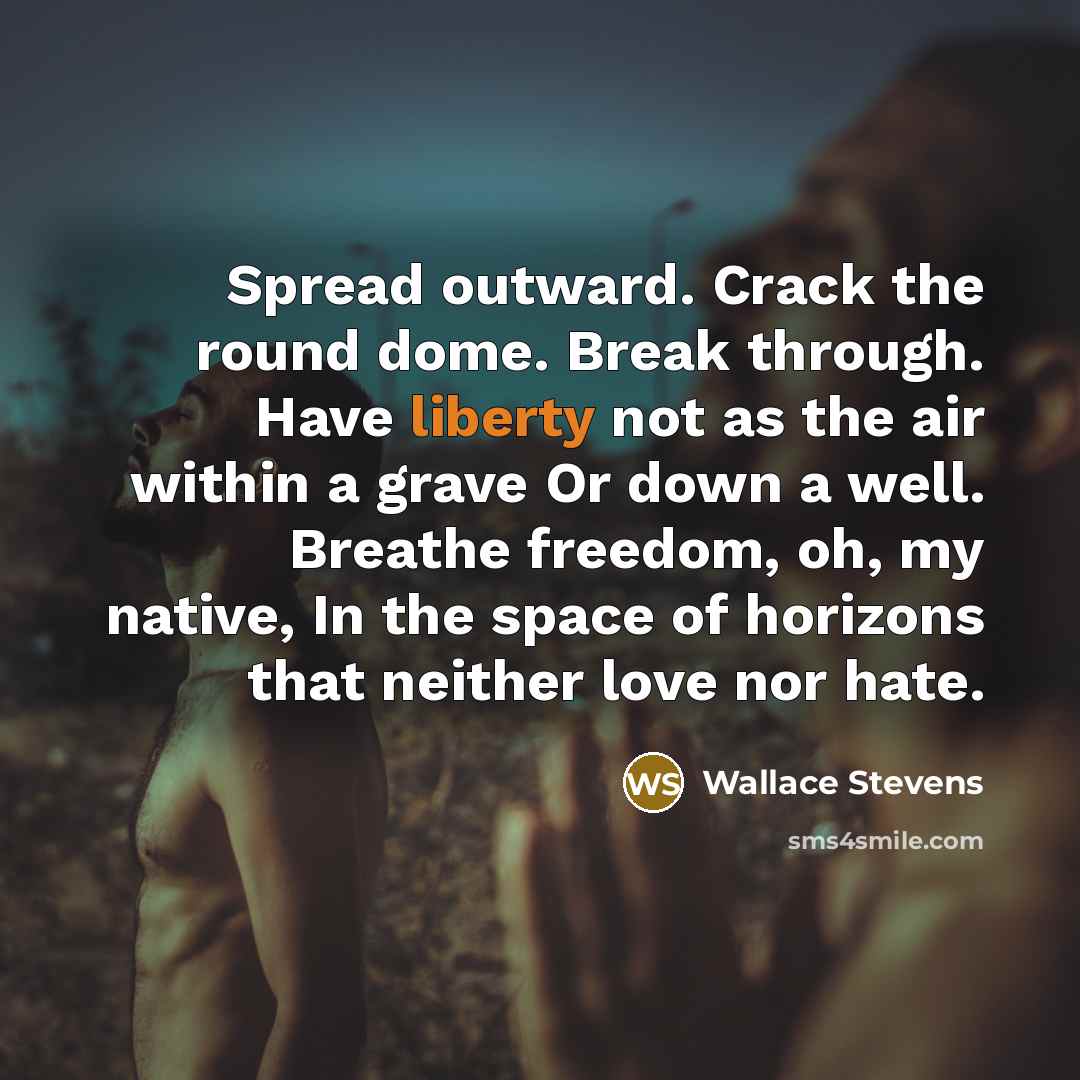 “Spread outward. Crack the round dome. Break through. Have liberty…” quote by Wallace Stevens
