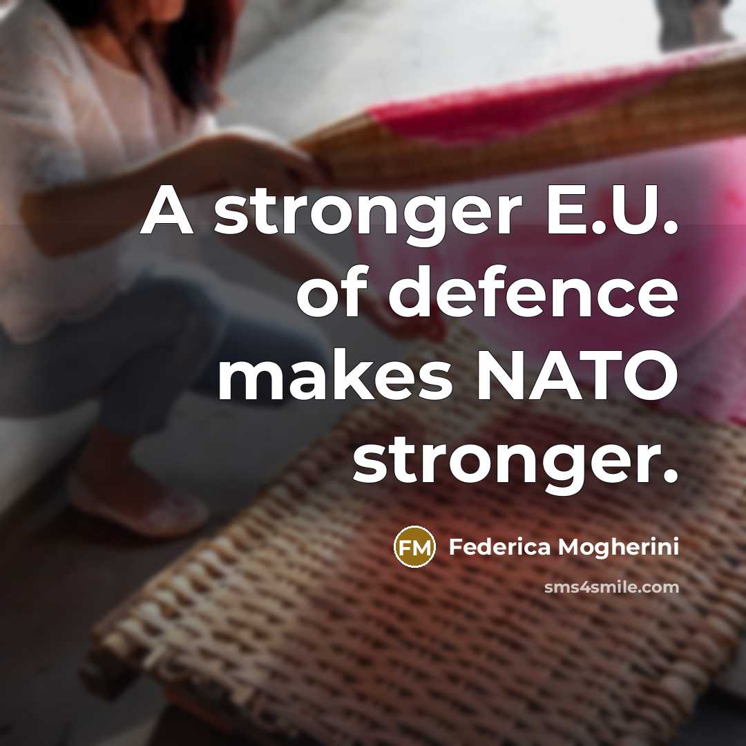 “A stronger E.U. of defence makes NATO stronger.…” quote by Federica Mogherini