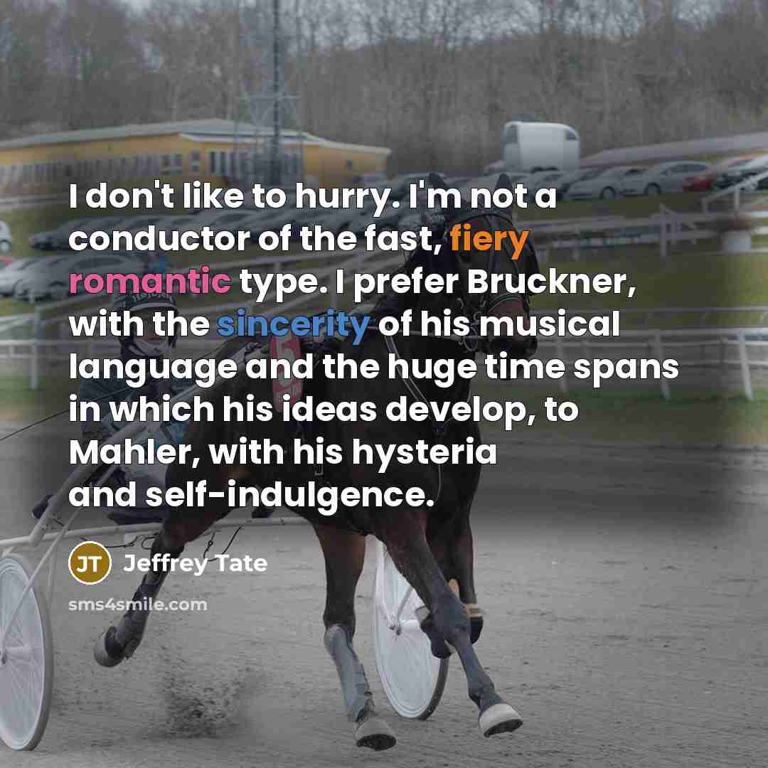 “I don't like to hurry. I'm not a conductor of…” quote by Jeffrey Tate