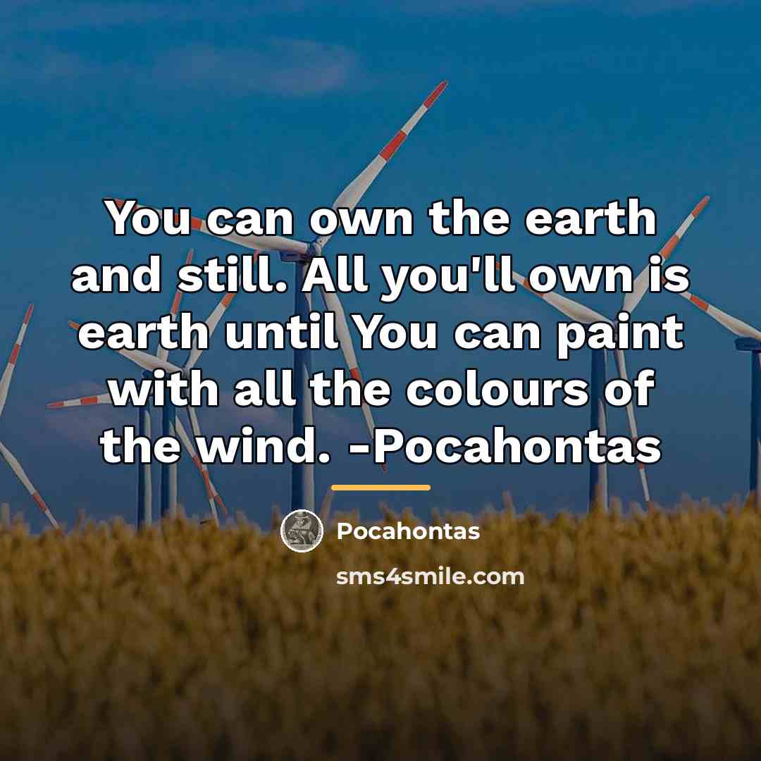 “You can own the earth and still. All you'll own…” quote by Pocahontas