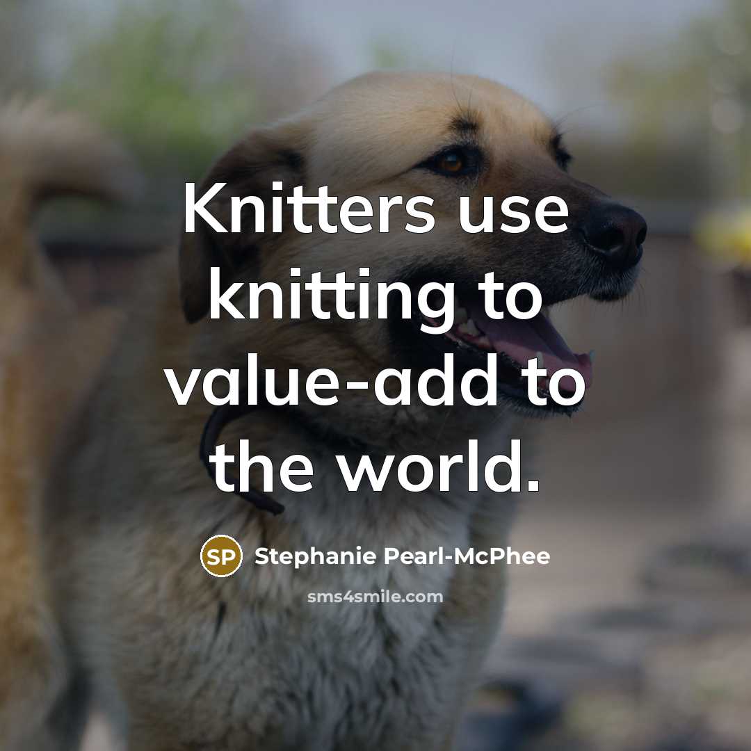 “Knitters use knitting to value-add to the world.…” quote by Stephanie Pearl-McPhee