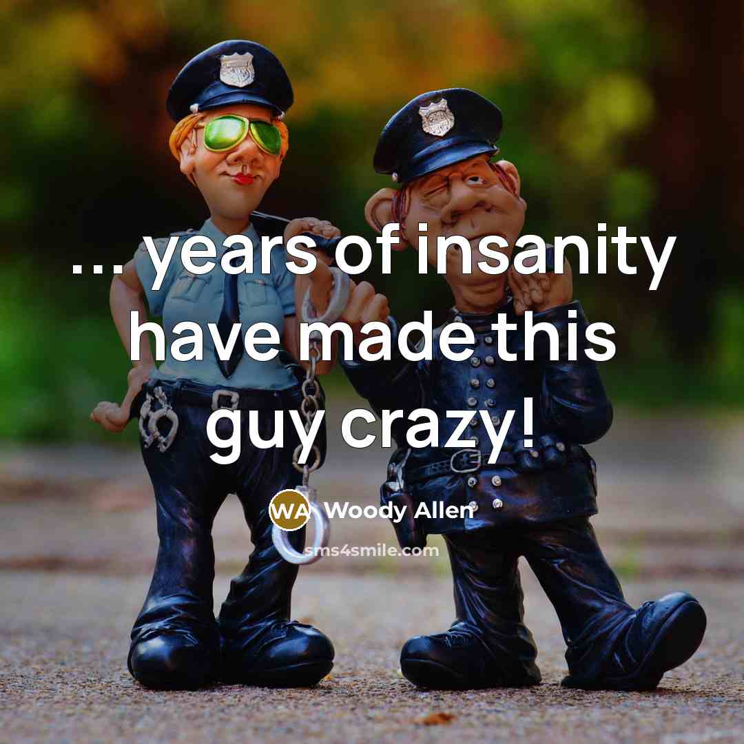“... years of insanity have made this guy crazy!…” quote by Woody Allen