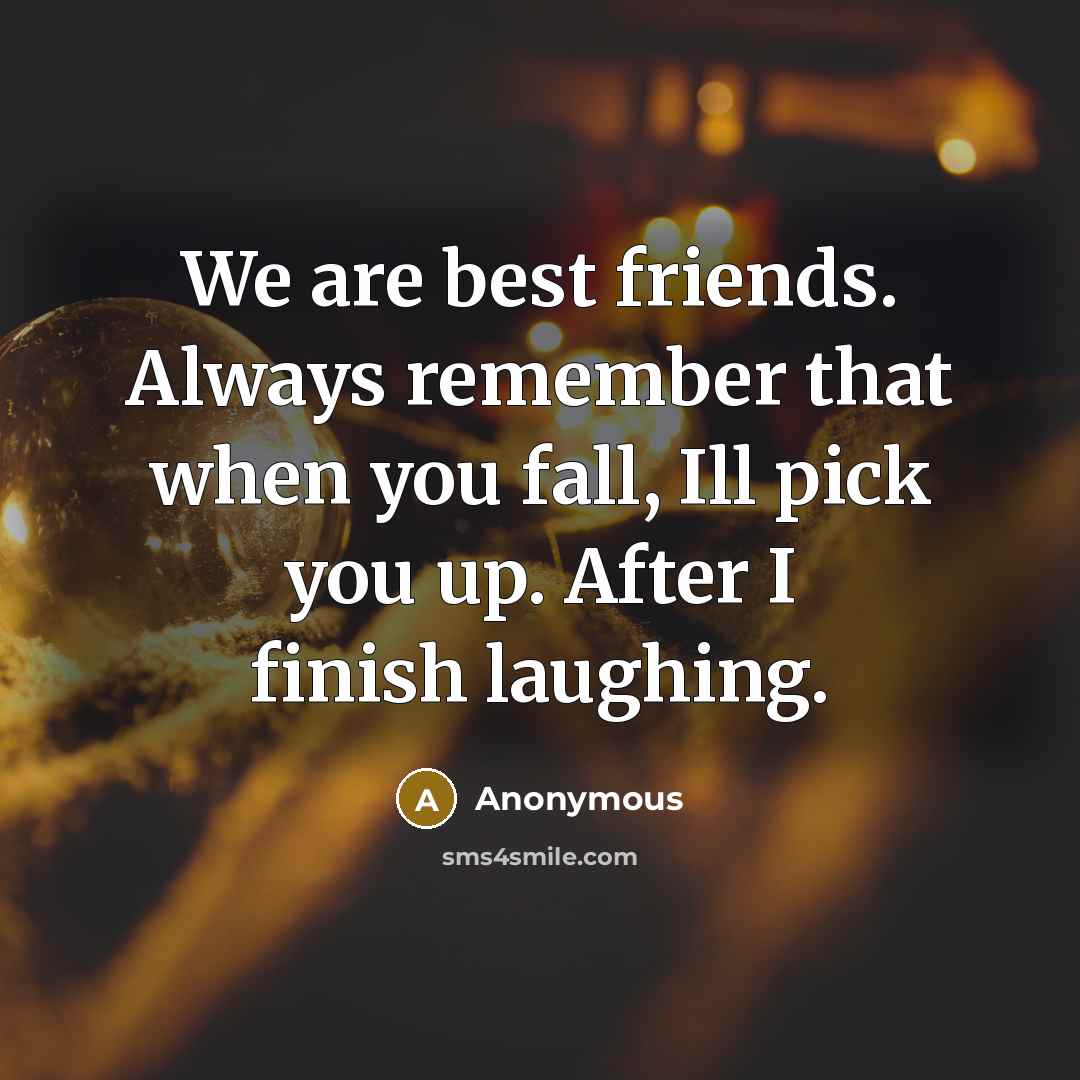 “We are best friends. Always remember that when you fall,…” quote by Anonymous