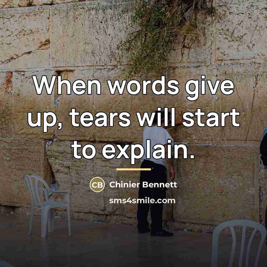 “When words give up, tears will start to explain.…” quote by Chinier Bennett